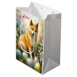 Shiba Inu with Easter Eggs Holiday  Medium Gift Bag