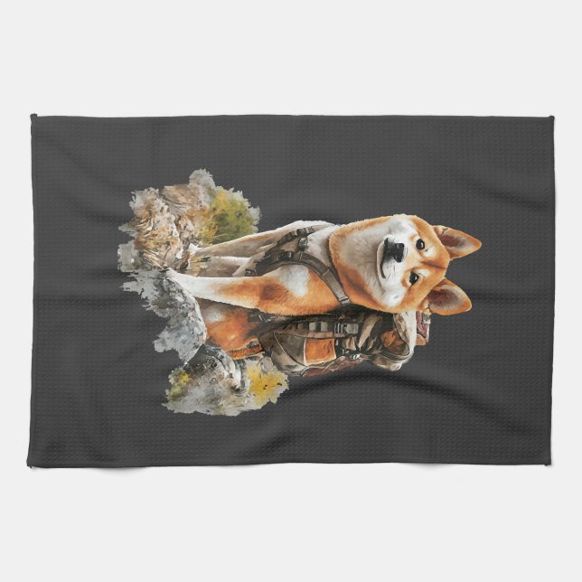 Shiba Pitbull Inu Kitchen Towel (Horizontal)