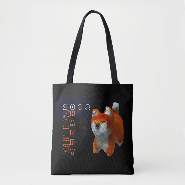 Shiba Puppy 3D Digital Art Dog custom Year Tote B (Front)