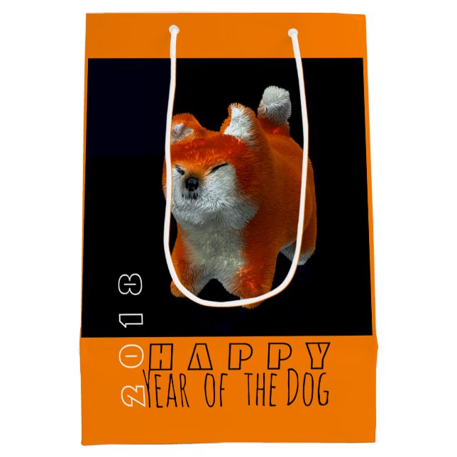 Shiba Puppy 3D Digital Art Dog Year 2018 MGift B3 Medium Gift Bag (Back)