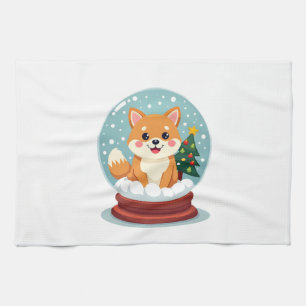 Shiba Snow Globe Kitchen Towel