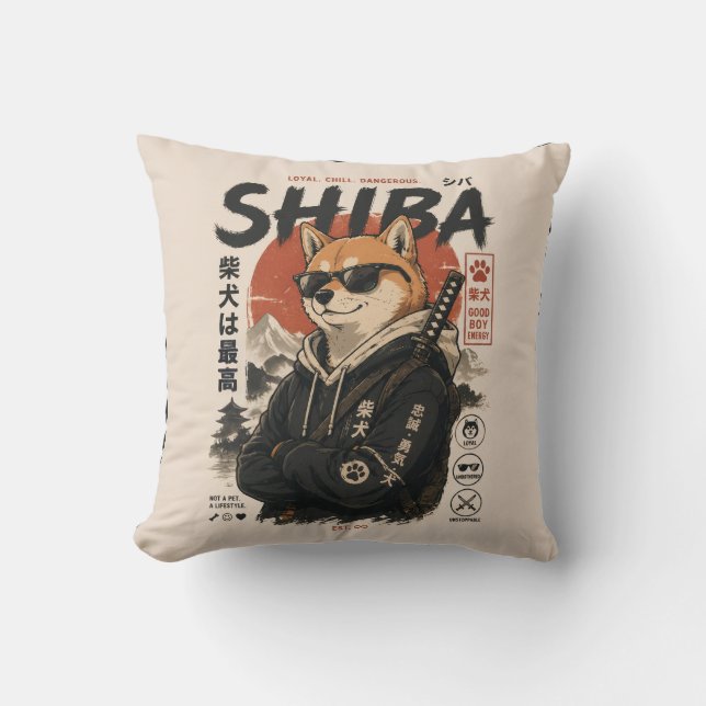 SHIBA THE PROTECTOR THROW PILLOW (Front)
