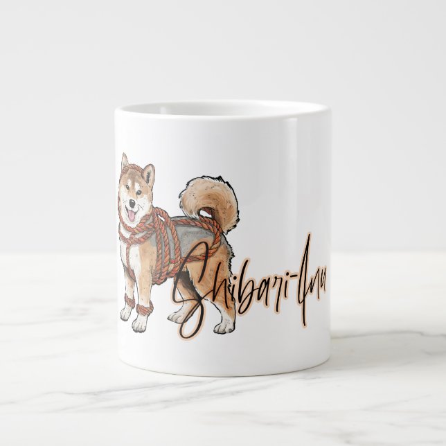 Shibari shiba inu gift for ropelover large coffee mug (Front)