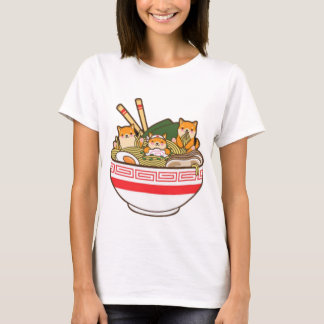Shibas Inu Eating Ramen Noodles T Shirt, Kawaii T-Shirt