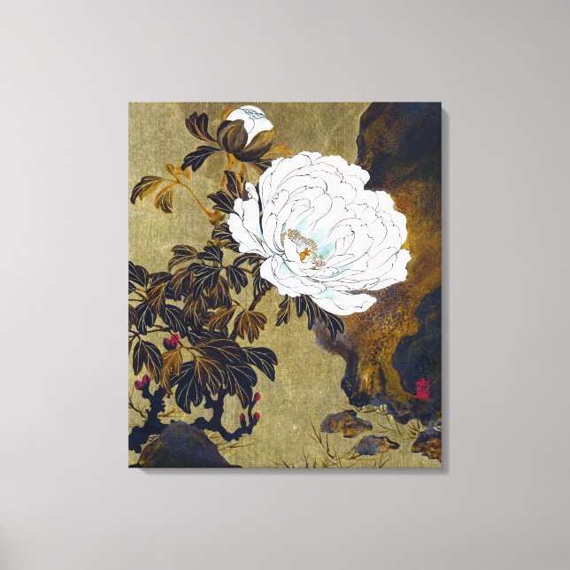 Shibata Zeshin Peonies Canvas Print (Front)