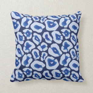 Shibori Blue Leopard Pattern Throw Pillow