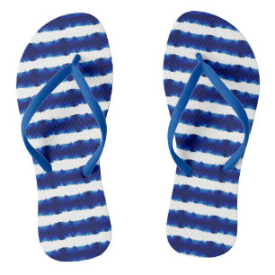 Shibori Blue Stripe Tie Dye Pattern Flip Flops