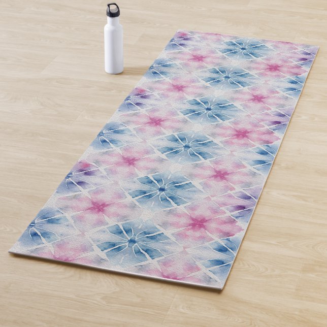 Shibori Blue Tie Dye Japan Traditional Pattern 11 Yoga Mat (In Situ)