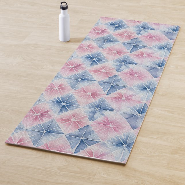 Shibori Blue Tie Dye Japan Traditional Pattern 14 Yoga Mat (In Situ)