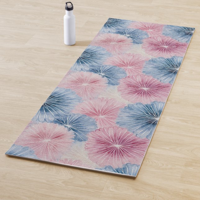Shibori Blue Tie Dye Japan Traditional Pattern 15 Yoga Mat (In Situ)