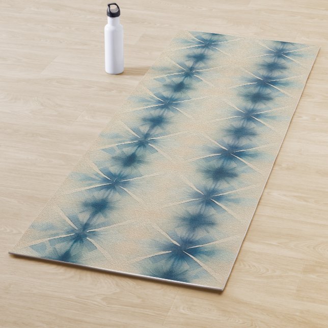 Shibori Blue Tie Dye Japan Traditional Pattern No3 Yoga Mat (In Situ)