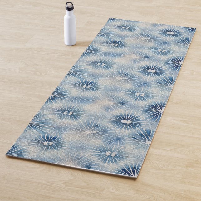 Shibori Blue Tie Dye Japan Traditional Pattern No5 Yoga Mat (In Situ)