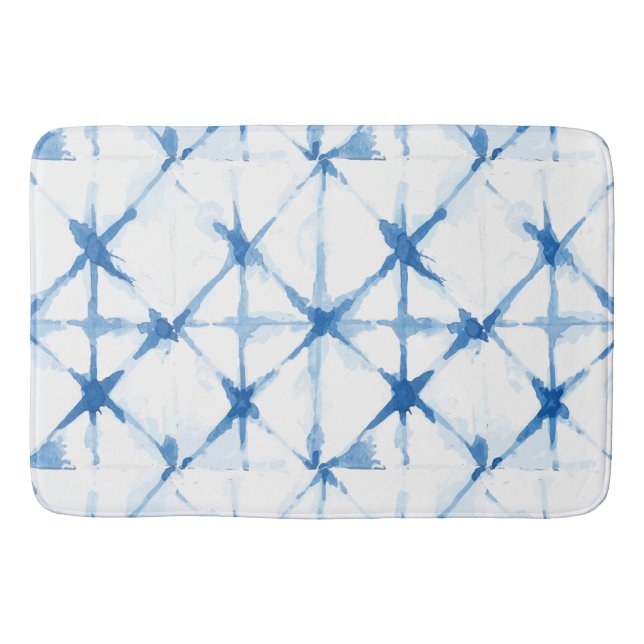 Shibori Blue Tie Dye Triangle Bath Mat (Front)