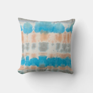 Shibori Fabric Boho Blue Orange Tie Dye Coussin