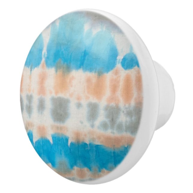 Shibori Painting Tie Dye Coastal  Ceramic Knob (Right)