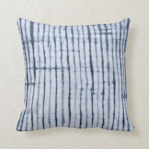 Shibori Stripe, SL Indigo Throw Pillow