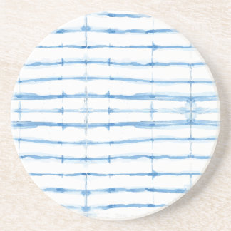 Shibori Tie Dye Blue Line Pattern Coaster