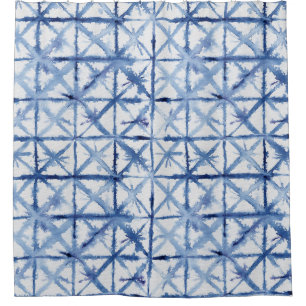 Shibori Tie Dye Indigo Blue X Pattern Watercolor