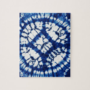 Shibori Tie Dye South Seas Indigo Batik Jigsaw Puzzle