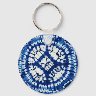 Shibori Tie Dye South Seas Indigo Batik Keychain
