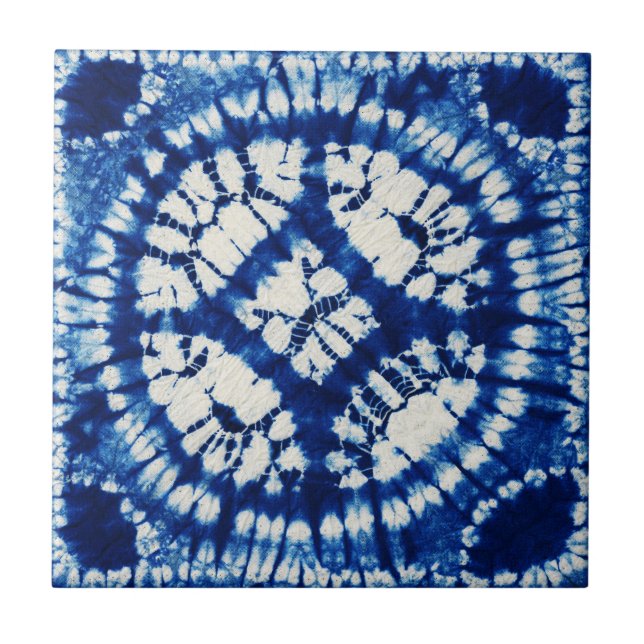 Shibori Tie Dye South Seas Indigo Batik Tile (Front)