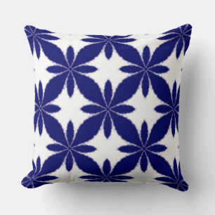 Shibori Tie Dye Style Geometric Flower Pattern Throw Pillow