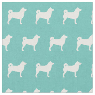 Shibu Inu Dog Silhouette Pet Teal Fabric