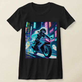 'Shibuya Ghost Rider' – Cyberpunk Neon Spirit T-Shirt