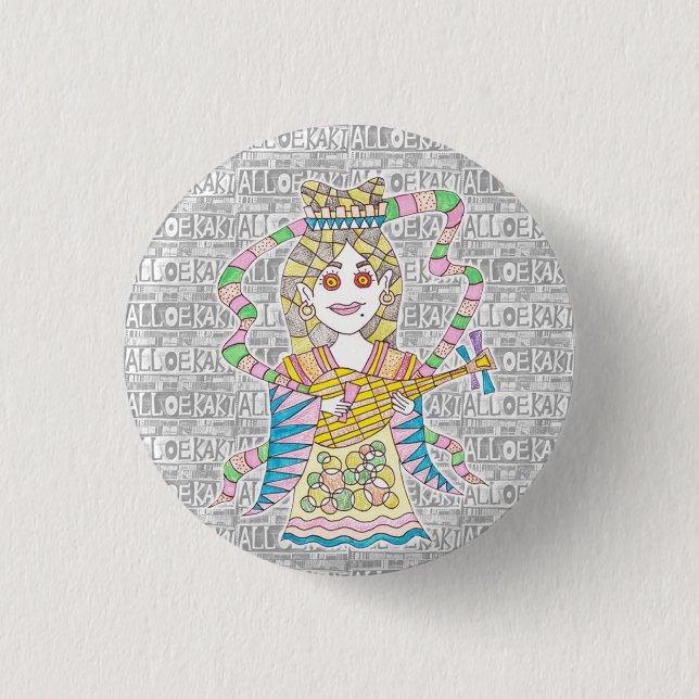 Shichifukujin / Benzaiten Can Badge 1 Inch Round Button (Front)