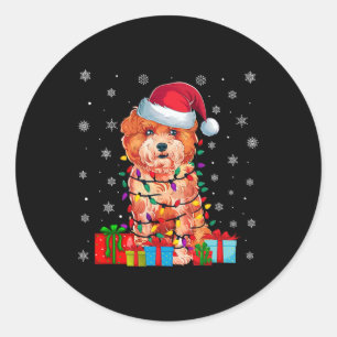Shichon Dog Ugly Xmas Lights Santa Hat Shichon Dog Classic Round Sticker