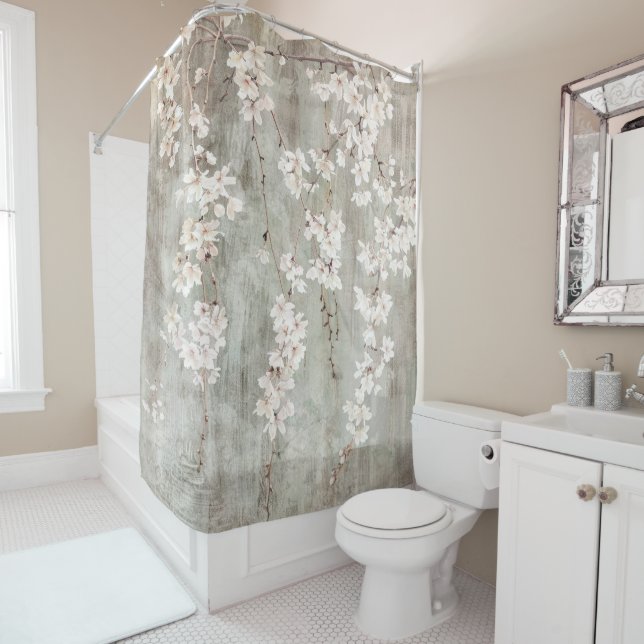 Shidare Sakura Shower Curtain (In Situ)