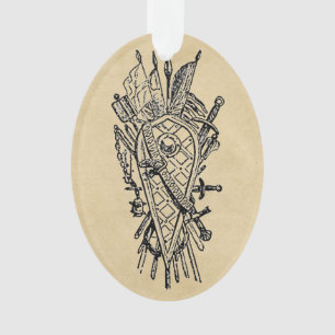 Shield and Sword Fencing Logo Ornament