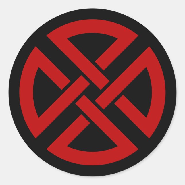 Shield Knot (Celtic version in red & black) Classic Round Sticker (Front)