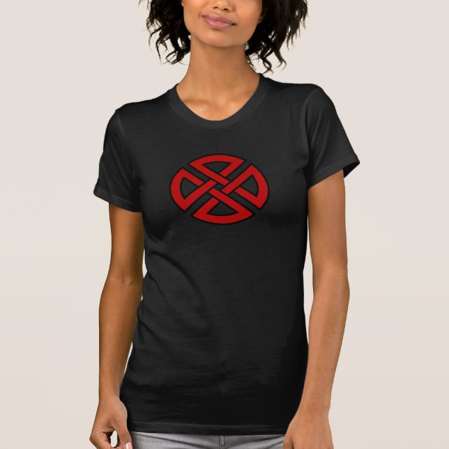Shield Knot (Celtic version in red & black) T-Shirt (Front)