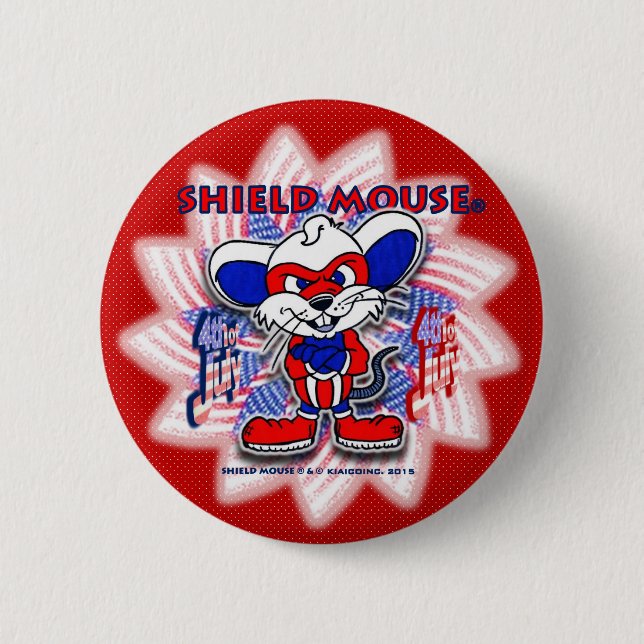 SHIELD MOUSE Happy July 4th. 2015 (Red) Button (Front)