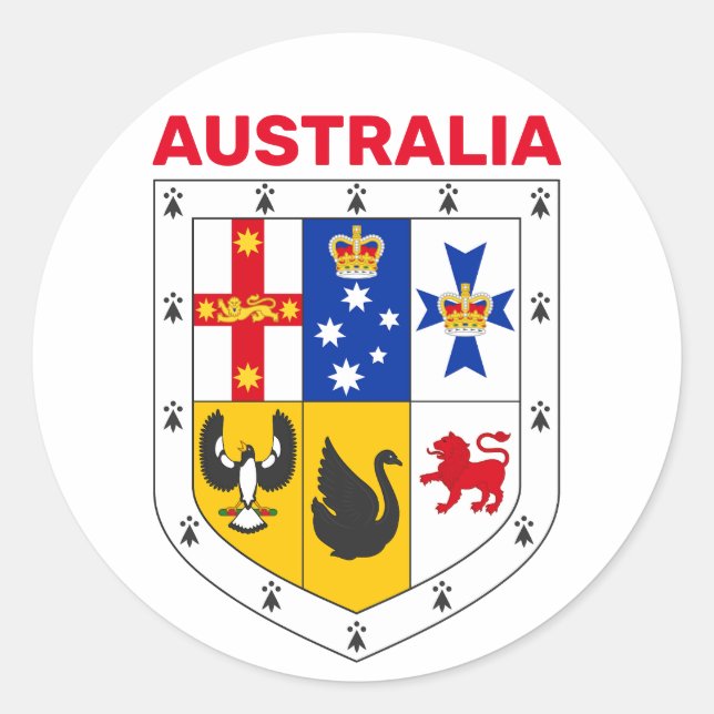 Shield of arms of Australia Classic Round Sticker (Front)
