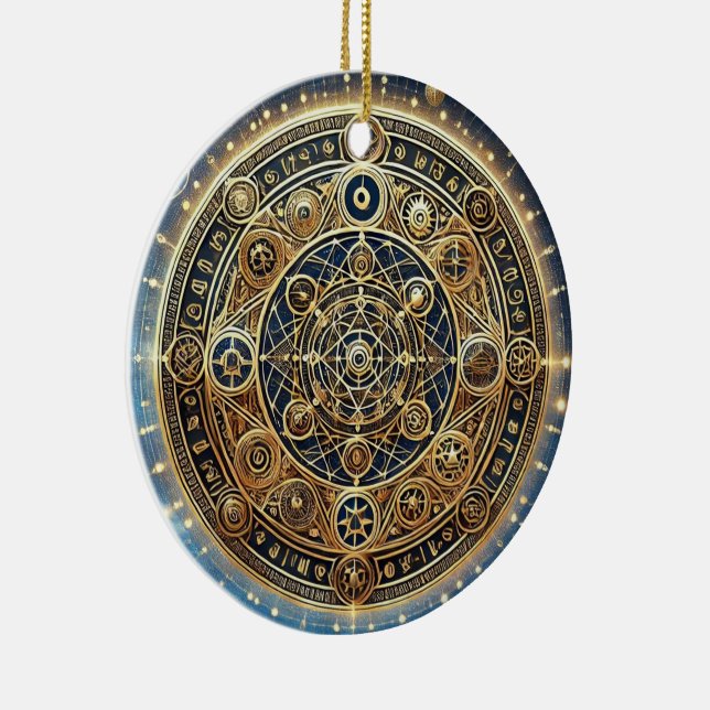Shield of Warding Protection Sigil by ej gold Ceramic Ornament (Right)
