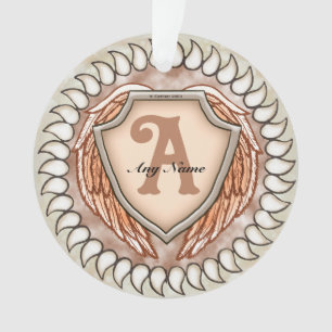 Shield Wings Monogram Ornament