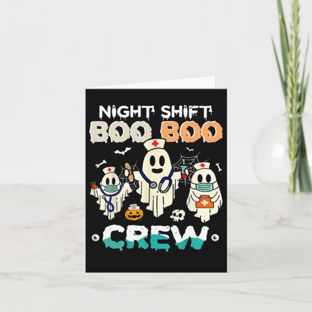 Shift Boo Boo Crew Nurse Ghost Halloween Nurses Rn Card (Front)