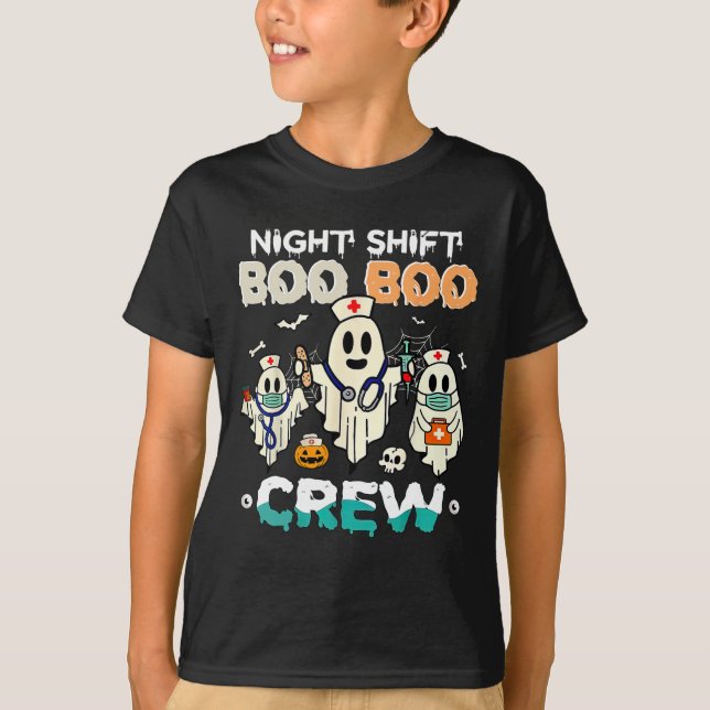 Shift Boo Boo Crew Nurse Ghost Halloween Nurses Rn T-Shirt (Front)