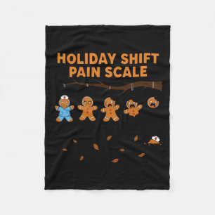 Shift Nurse Pain Scale Funny Gingerbread Rn Christ Fleece Blanket