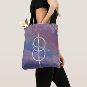 shifting symbol in the clouds  tote bag