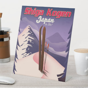 shiga kogen japan ski poster pedestal sign