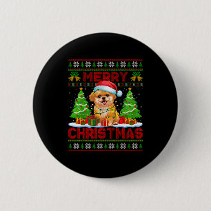 Shih O Ugly Christmas Sweaters Funny Pet Dog Light 2 Inch Round Button