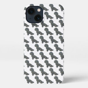 Shih-Poo Cute Dog Silhouette Grid White iPhone 13 Case