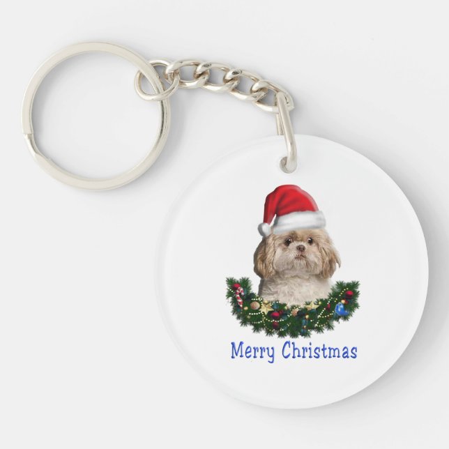 Shih-Tsu Dog  Christmas items Keychain (Front)