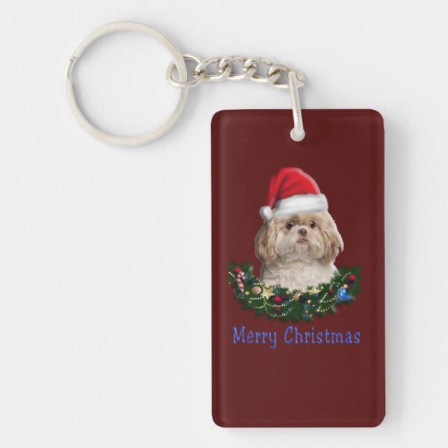 Shih-Tsu Dog  Christmas Keychain (Front)