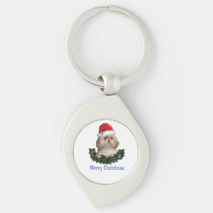 Shih-Tsu Dog Christmas Keychain