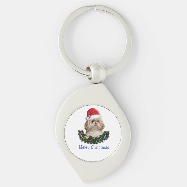 Shih-Tsu Dog  Christmas Keychain (Front)