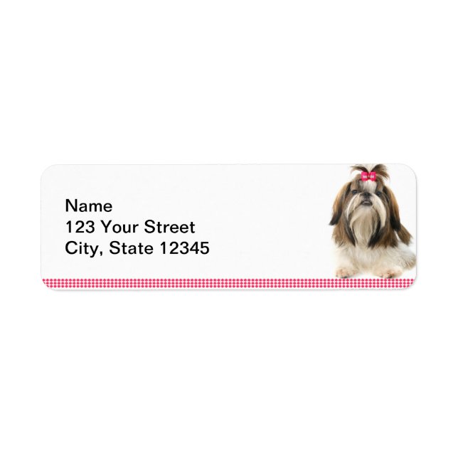 Shih Tsu with Pink Bow on Pink Diamond border (Front)